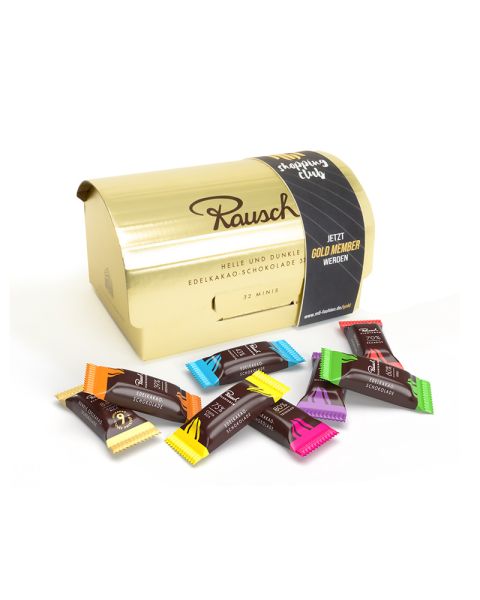 214 g Rausch Plantation Minis in a gold box with advertising sleeve
