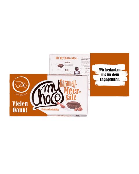 180 g myChoco Schokoladentafel Karamell-Meersalz mit Werbebanderole