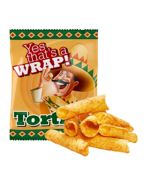 10 g organic tortilla rolls in promotional bag with logo print