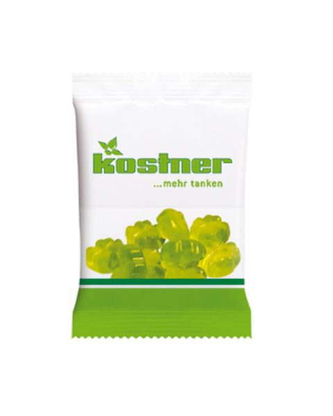 10 g fruit gum clovers in promotional bags with logo print