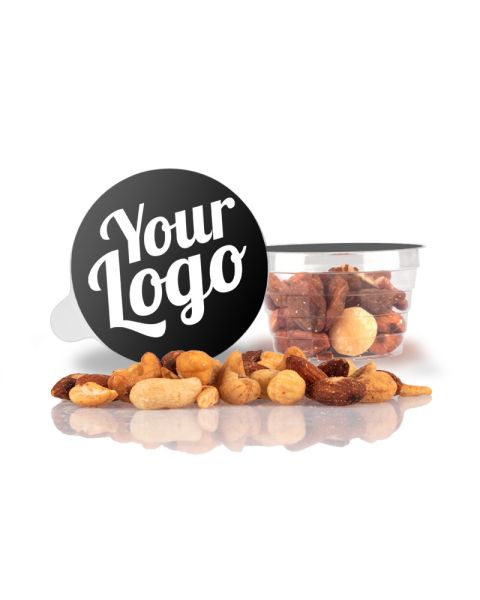 50 g salted nut mix in snack cup with promotional seal