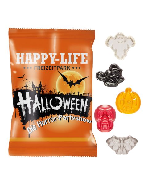 10 g Fruchtgummi Halloweenformen im Werbeflowpack