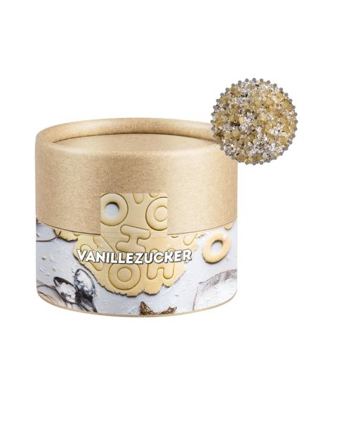 55 g vanilla sugar in mini eco cardboard tin with promotional sleeve
