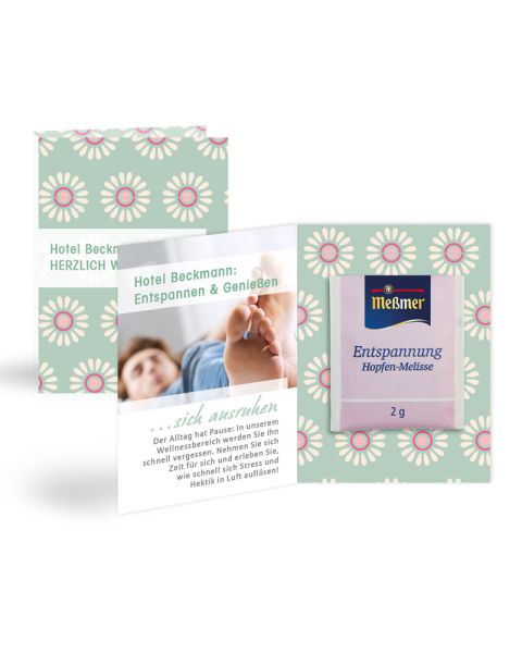 Double card with premium tea and logo print