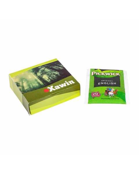 4 tea bags in promotional box with logo print