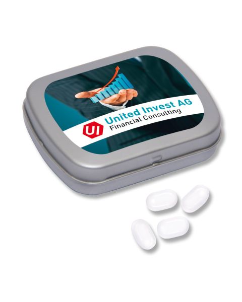 tic tac mini flip-top tin with logo print