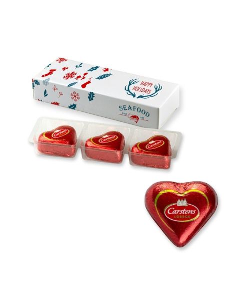 Lübeck marzipan hearts in folding box with promotional print