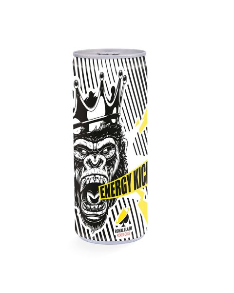 Express energy drink can with printable sleeve foil