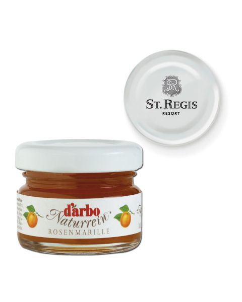 28 g Marille Konfitüre im Miniglas mit individueller Deckelbedruckung