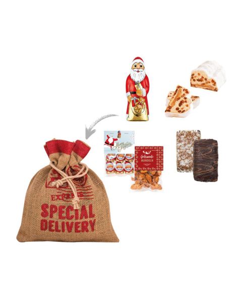 Christmas gift in jute bag No. 1 with advertising