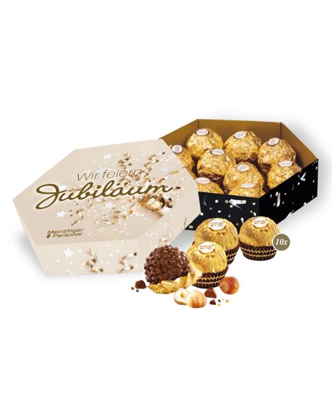 120 g Ferrero Rocher in hexagonal gift box with promotional print