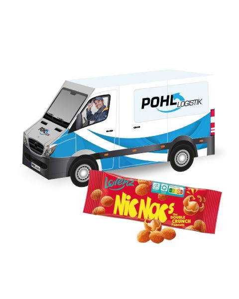 3D Präsent Transporter mit Lorenz Nic Nac's und Werbedruck