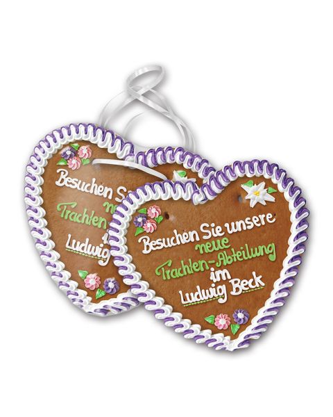 1,000 g gingerbread heart 45 x 45 cm with handwritten lettering sealed in glossy foil