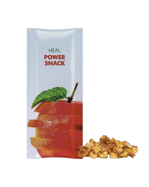 15 g organic apple cubes in stick packs with promotional print
