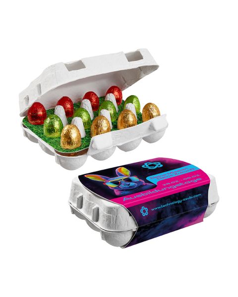 Ferrero Küsschen chocolate eggs, set of 12 in egg carton with promotional sleeve