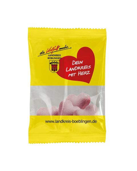 Brause Hearts in promotional bags with logo print