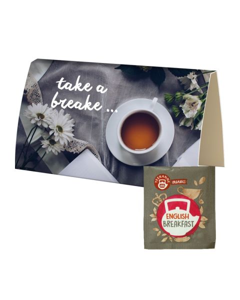 Organic English Breakfast tea bags in printable folding card