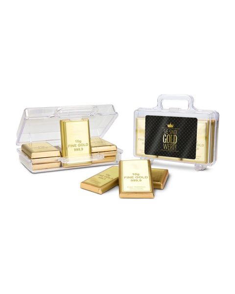 Gold suitcase present You are worth your weight in gold