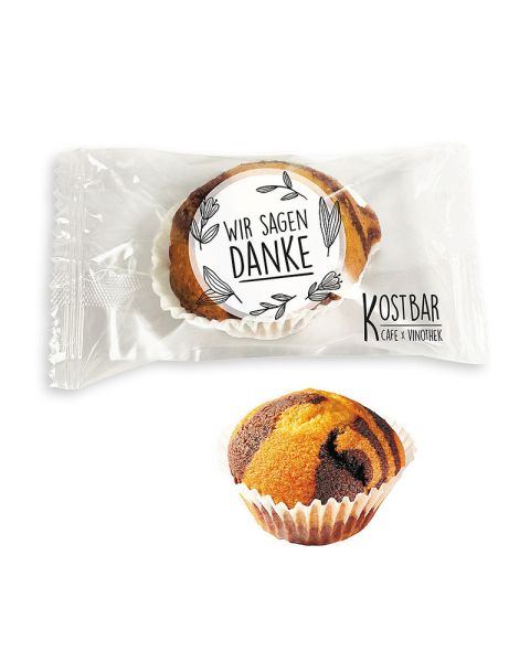 Mini Muffin Mamor in flow pack with promotional print