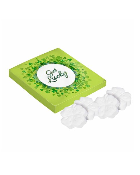 Peppermint clovers in promotional cardboard box with logo print