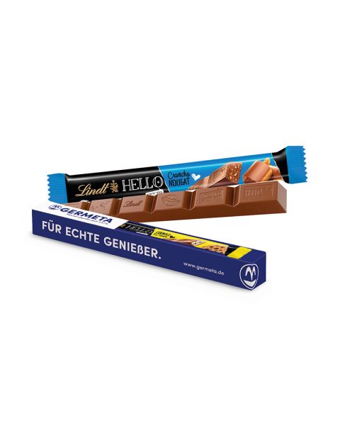Lindt HELLO chocolate stick in customised packaging with logo print