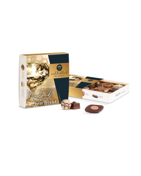 Lindt Mini Pralinés chocolate box with promotional insert