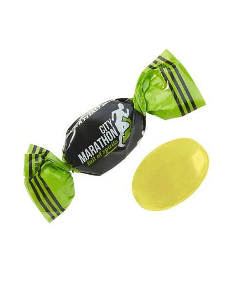 DEXTRO ENERGY lemon sweets in promotional wrappers with logo print