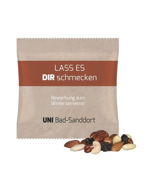 30 g organic trail mix in promotional bag with logo print