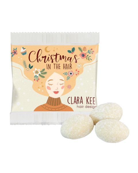 Weseke vanilla almonds in paper bags with logo print