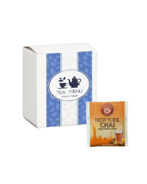 8,75 g Beuteltee New York Chai in Faltschachtel mit Werbedruck