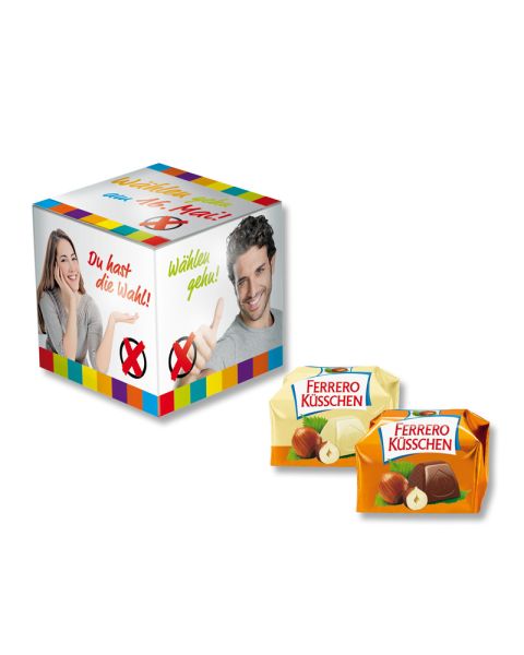 Mini promo cubes Ferrero Küsschen with logo print
