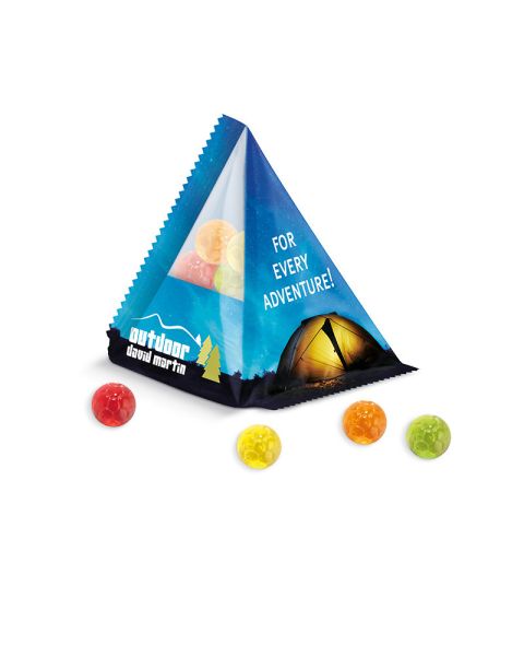 15 g Trolli Fruchtgummi Fußbälle im Tetraeder mit Werbedruck