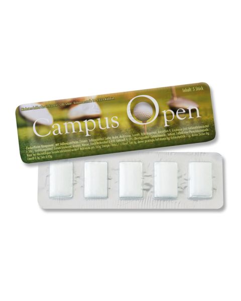 Chewing gum in blister pack with logo print
