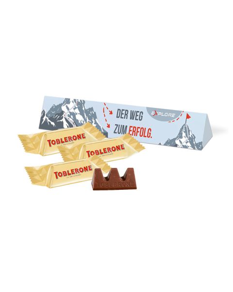3 TOBLERONE Minis in promotional prism with logo print