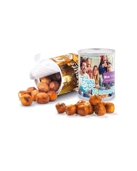 Brezelkugeln mit Honig & Senf in Snack Dose mit Werbe-Papieretikett