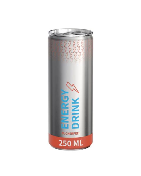 Promotional tin of sugar-free energy drink with promotional print
