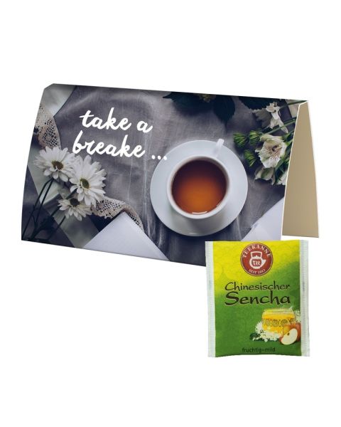 Chinese Sencha tea bags in printable folding card