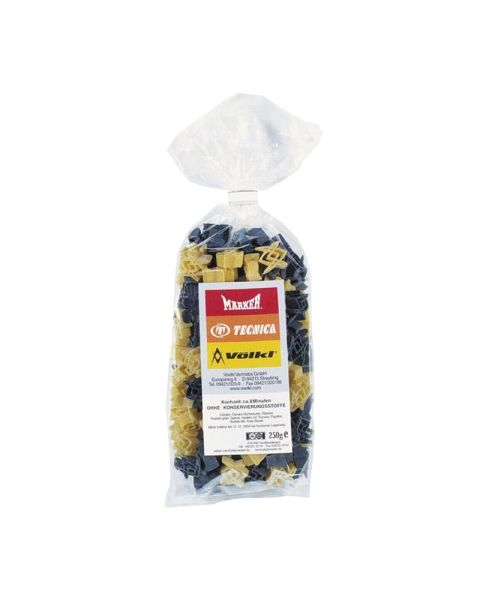 250 g logo pasta in stand-up pouches with promotional label