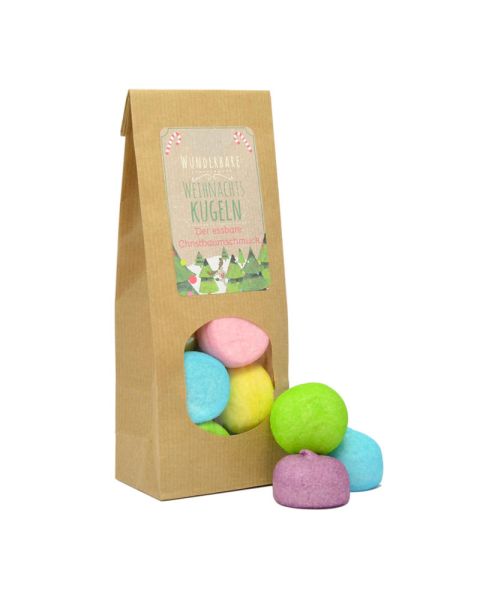 Edible Christmas baubles with promotional label