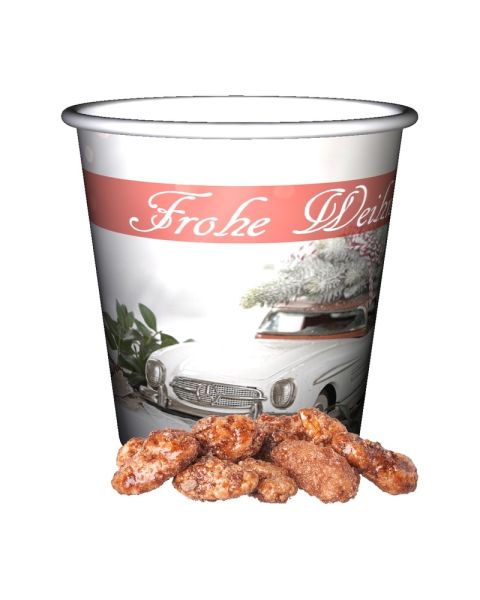 40 g fire-roasted almonds in a snack cup with promotional print