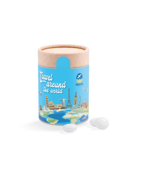 Maxi Papierdose Mentos Kaudragees Mint mit Papieretikett und Logodruck