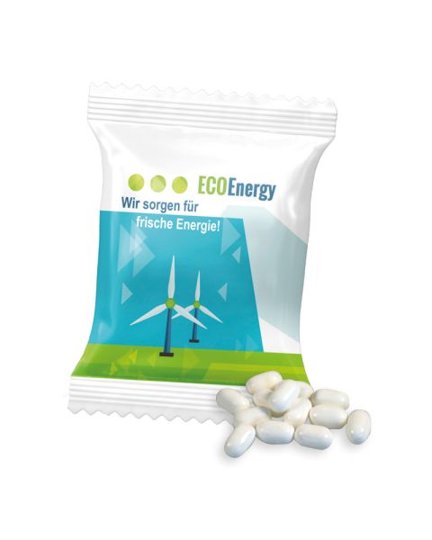 5 g peppermint dragées in promotional bag with logo print