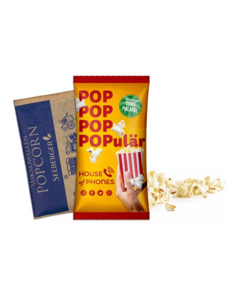 90 g salty microwave popcorn in promotional bag with logo print