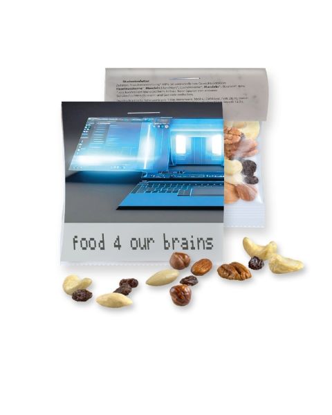 30 g express organic trail mix in flow pack with promotional label