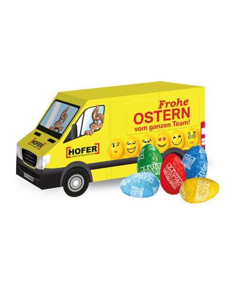 3D Easter transporter Tony's Chocolonely with advertising print