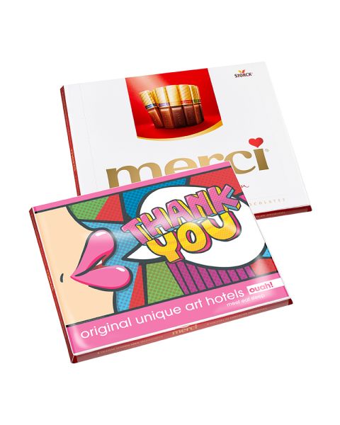 Merci Finest Selection with a customisable promotional insert
