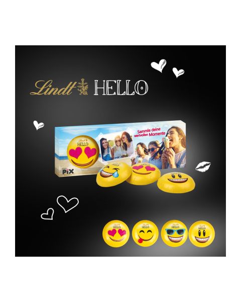 Lindt HELLO 3-pack Emoti with promotional print