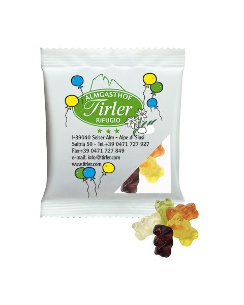 10 g HARIBO Mini Juice Gold Bears in promotional bags with logo print
