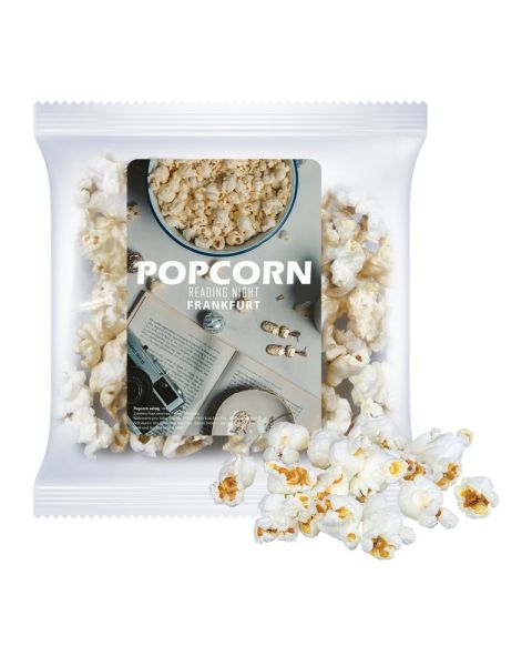 Express Popcorn salzig im Tütchen mit Werbeetikett und Logodruck