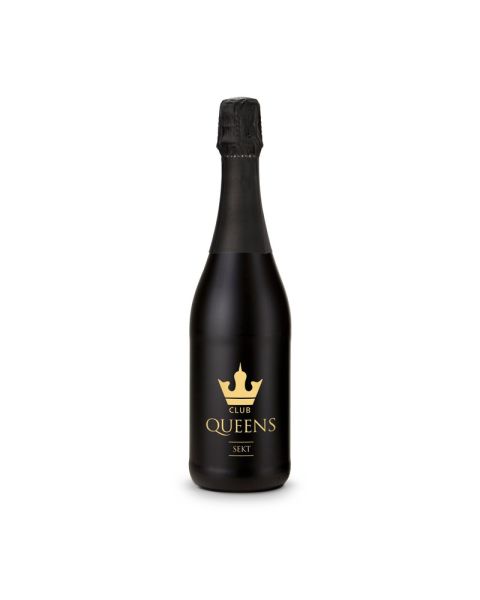 0.75 l sparkling wine cuvée in black bottle with promotional print